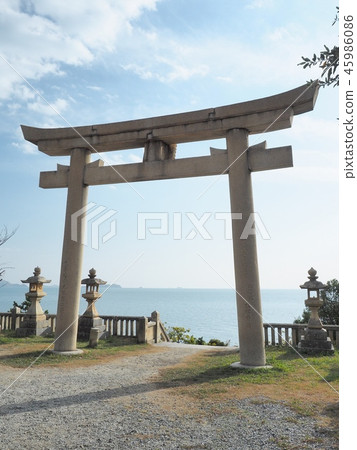 Iwato Hiya Shrine Ako Osaki在Torii上可以看到大海 45986086