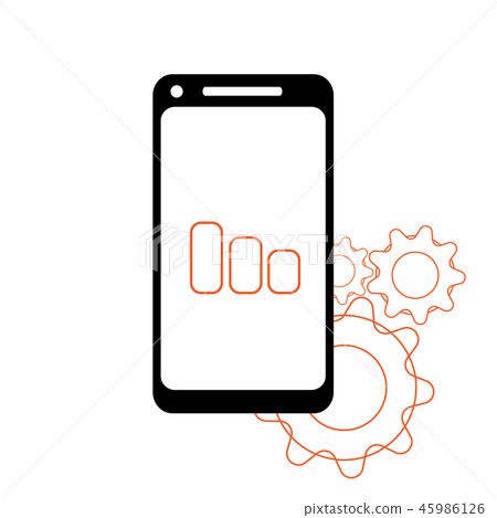smartphone in iphone style black color with blank touch screen isolated on white background. stock smartphone in iphone style black color with blank touch screen isolated on white background. stock 45986126