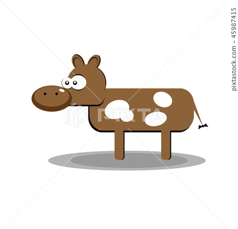 Cow isolated on green background. Vector illustration in cartoon flat design style 45987415
