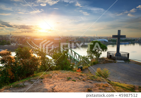 Liberty bridge aerial view 45987512