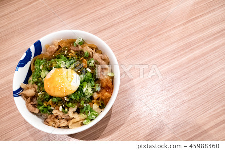 Japanese traditional dish Gyudon beef on rice bowl Japanese traditional dish Gyudon beef on rice bowl 45988360