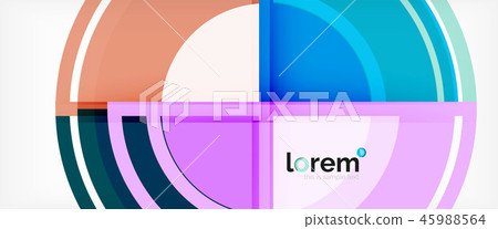 Modern geometric circles abstract background, colorful round shapes with shadow effects 45988564