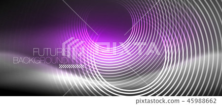 Neon circles abstract background, shiny lines 45988662