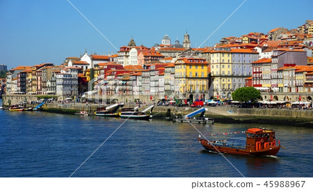 colorful houses on the douro river in porto 45988967