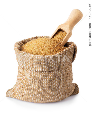 brown cane sugar in burlap bag brown cane sugar in burlap bag 45989036