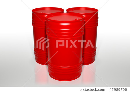 200 liters red oil barrels isolated on white 200 liters red oil barrels isolated on white 45989706