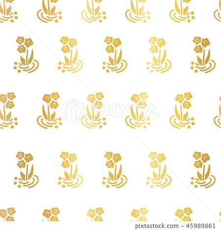 Gold foil folk flowers on white repeating vector background. Scattered vintage florals seamless pattern. Small flowers, Scandinavian style. For celebrations, birthday, girl, nursery, party, weddings Gold foil folk flowers on white repeating vector background. Scattered vintage florals seamless pattern. Small flowers, Scandinavian style. For celebrations, birthday, girl, nursery, party, weddings 45989861