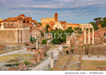 Rome. Roman Forum at sunset. 45990202