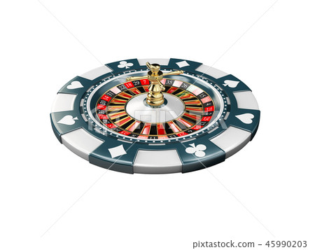 3d Illustration of casino chip with roulette, isolat white background 45990203