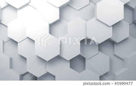 Abstract white cg background with hexagons 3d - Stock Illustration ...
