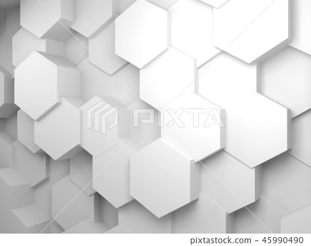 Background with hexagon pattern on wall, 3d 45990490
