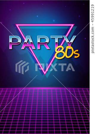 Futuristic background 80s style. Party flyer - Stock Illustration ...