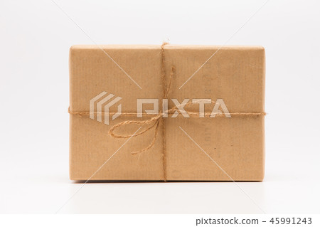Brown gift box on white background Brown gift box on white background 45991243
