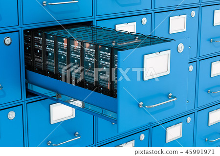 Server racks in filing cabinet. Data storage - Stock Illustration ...