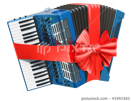 Digital accordion with bow and ribbon, gift 45991983