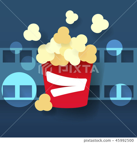 Hot popcorn in a glass . Cinema film. Vector Hot popcorn in a glass . Cinema film. Vector 45992500