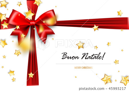 Holiday Christmas red gift silk bow 45993217