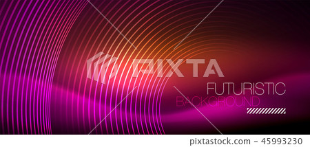 Neon glowing techno lines, hi-tech futuristic abstract background template with square shapes Neon glowing techno lines, hi-tech futuristic abstract background template with square shapes 45993230