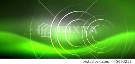 Neon circles abstract background, shiny lines 45993231