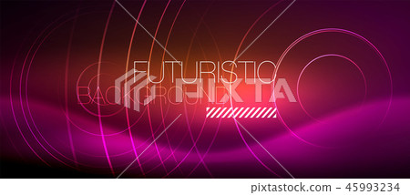 Neon glowing techno lines, hi-tech futuristic abstract background template with square shapes 45993234