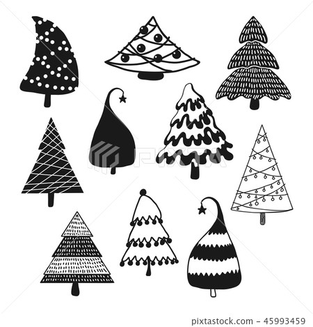 Set of decorative Christmas trees. Set of decorative Christmas trees. 45993459