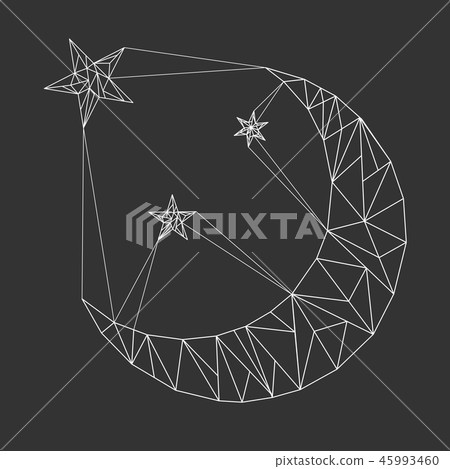 Moon and stars in polygonal style.  45993460