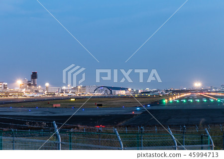 Airport landscape. Osaka International Airport. Evening view. 45994713