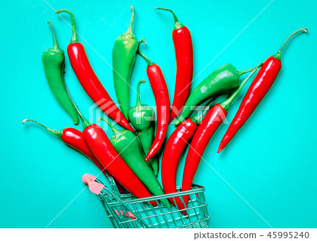 Chili pepper and shopping cart Chili pepper and shopping cart 45995240