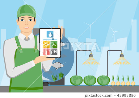 Farmer with digital tablet. Farmer with digital tablet. 45995886