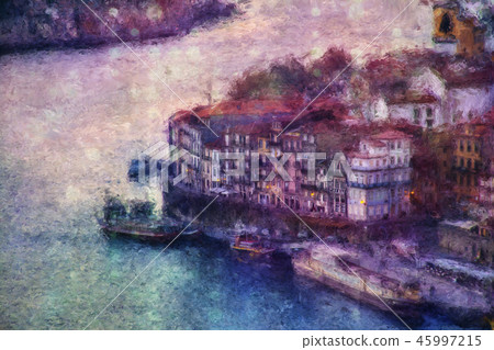 View of Porto with Ribeira over Douro river 45997215
