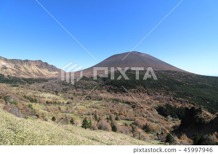 Asama mountain of autumn colored leaves season 45997946