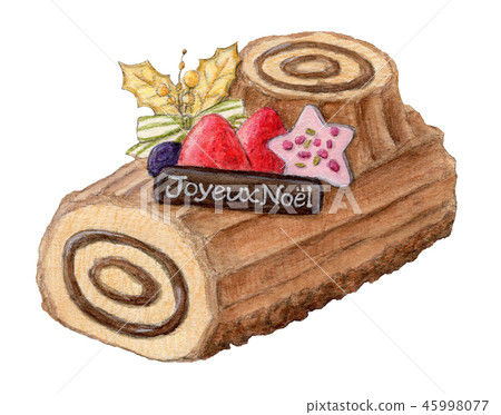 聖誕節蛋糕灌木donoelu手拉的水彩 聖誕節蛋糕灌木donoelu手拉的水彩 45998077