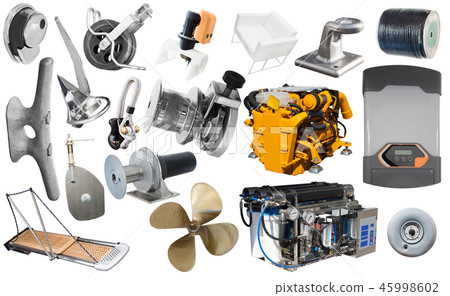 Isolated equipment and parts of modern yacht 45998602