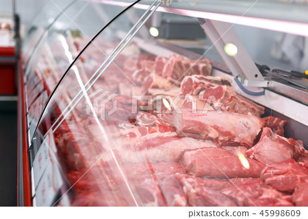 Meat displayed for sale in shop Meat displayed for sale in shop 45998609