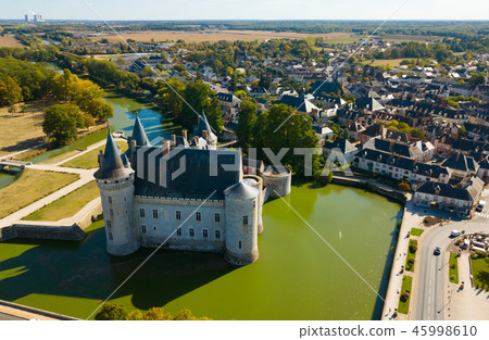 Aerial view of commune of Sully-sur-Loire with castle Aerial view of commune of Sully-sur-Loire with castle 45998610