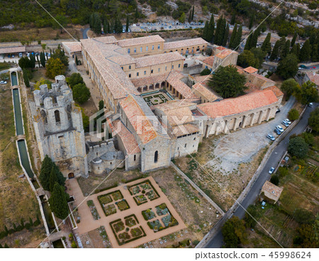 Aerial view of Castle of Abbey Sainte-Marie d'Orbieu in Lagrasse Aerial view of Castle of Abbey Sainte-Marie d'Orbieu in Lagrasse 45998624