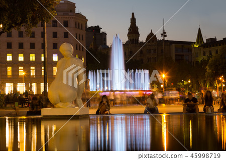 Catalonia Square in night Barcelona, Spain Catalonia Square in night Barcelona, Spain 45998719
