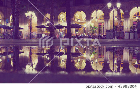 Night illumination of Royal square in Barcelona 45998804