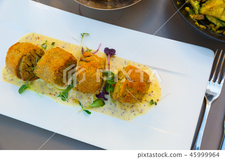 Andouillette artisanale served at plate on cafe, dish of french cuisine 45999964