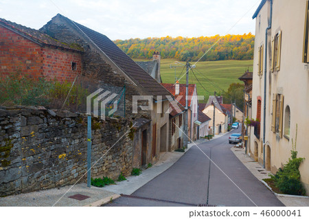 Streets of old French town Bligny-sur-Ouche, located in France 46000041