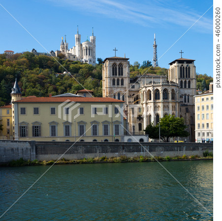 Cityscape of Lyon, town in France at riverside Saone at sunny day Cityscape of Lyon, town in France at riverside Saone at sunny day 46000260