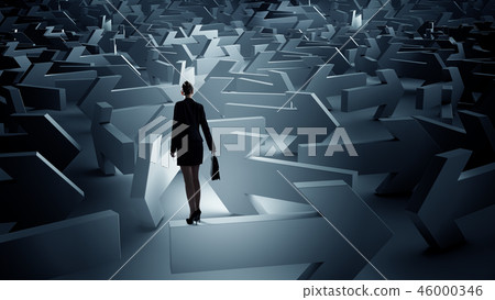 Troubled businesswoman finding way out 46000346