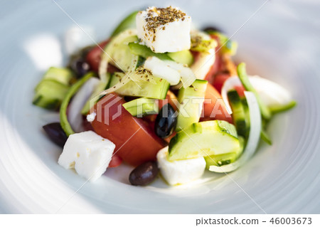 Greek Salad With Feta Tomato Olives And Cucumber 46003673