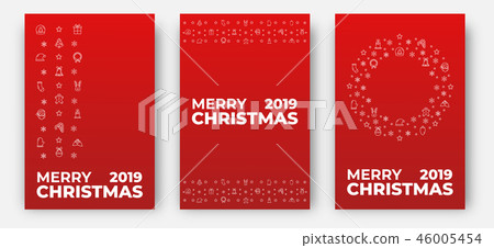 Merry Christmas cards. Design layout with decoration of Xmas icons and Merry Christmas typography 46005454