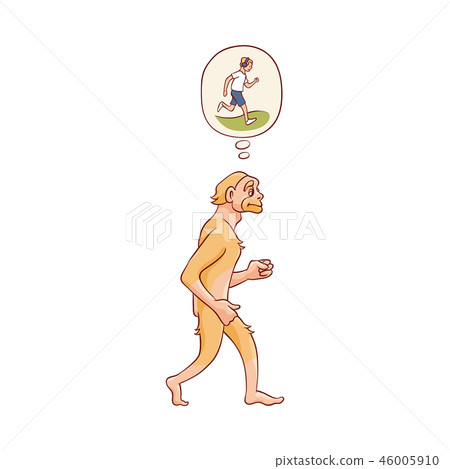 Vector sketch caveman ape-like walking isolated 46005910