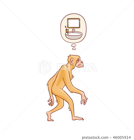 Vector cute brown monkey walking in straight Vector cute brown monkey walking in straight 46005914