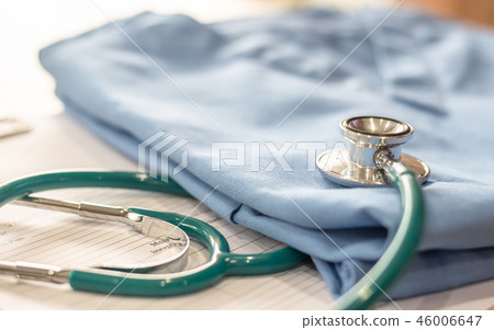 Surgical doctor gown on working table in medical Surgical doctor gown on working table in medical 46006647