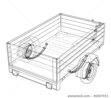 Open trailer sketch. 3d illustration 46007031