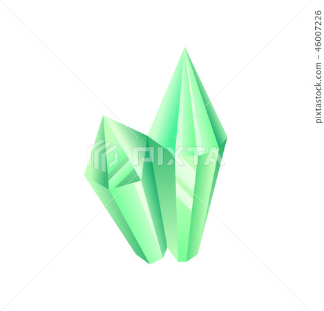 Green crystal, precious gemstone or semiprecious stone vector Illustration on a white background Green crystal, precious gemstone or semiprecious stone vector Illustration on a white background 46007226