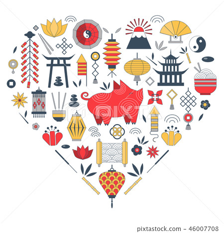 Chinese New Year in Heart Shape Chinese New Year in Heart Shape 46007708